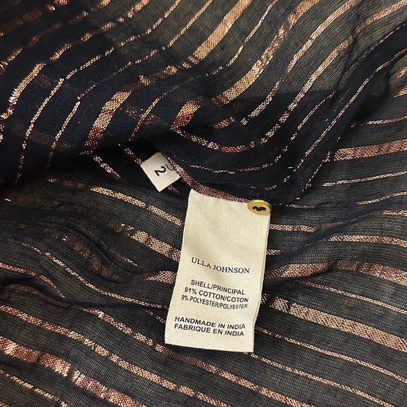 ULLA JOHNSON Deniz Blouse Top - Midnight SZ 2 - Picture 5 of 6